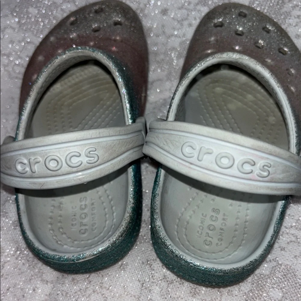 CROCS Silver and Brown Sandals with Metallic‎ Finish